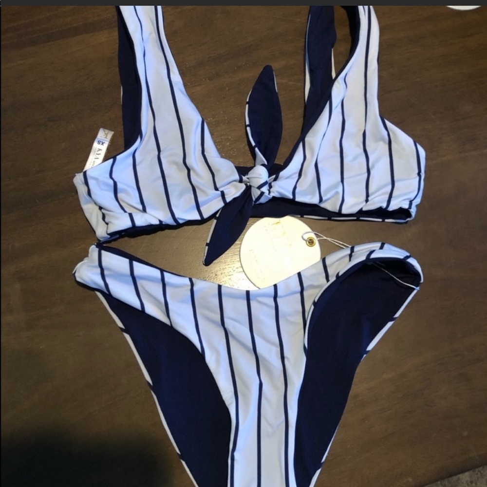 Kya Navy Blue and White Bikini